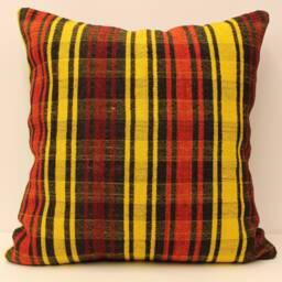 Turkish Kilim Pillow, 24x24 Bohemian Cushion Handwoven Anatolian Boho Sofa Accent Cover 4Af-19 - thumbnail 2