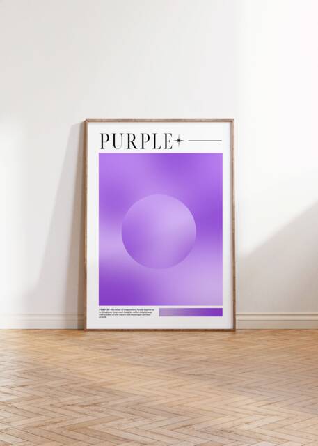 Purple Aura Print Poster - Abstract Gradient Retro Tranquil Spiritual Energy Modern Art Living Room - image 1