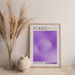 Purple Aura Print Poster - Abstract Gradient Retro Tranquil Spiritual Energy Modern Art Living Room - thumbnail 3