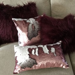 Faux Fur Pillow Cover, Burgundy Faux Pillow, Maroon Throw Red Sham, Toss Maroon, Wine - thumbnail 3