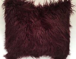 Faux Fur Pillow Cover, Burgundy Faux Pillow, Maroon Throw Red Sham, Toss Maroon, Wine - thumbnail 1