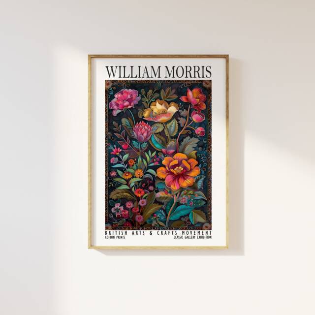 William Morris Tapestry Flowers Print, Cotton Prints Exhibition Vintage Poster, Classic Traditional Poster Floral Art - image 1