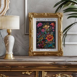 William Morris Tapestry Flowers Print, Cotton Prints Exhibition Vintage Poster, Classic Traditional Poster Floral Art - thumbnail 3