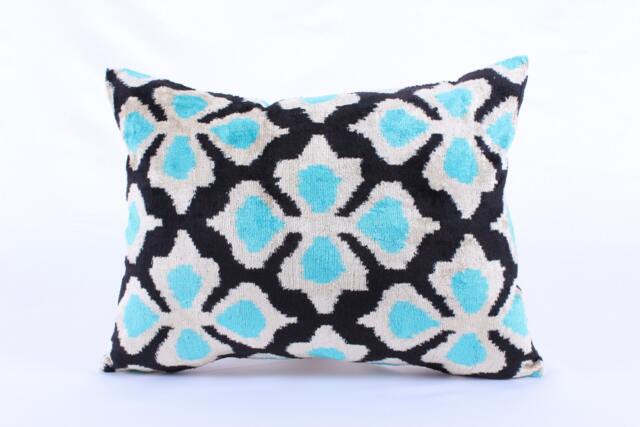 Ikat Velvet Pillow Cover, Handmade Cushion, Decorative Throw Pillow, Boho Cushion Turkish Home Decor - image 1