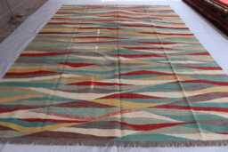 9x12 Ft Tribal Chubi Afghan Kilim Rug, Flatweave Area Brand New Kilim, Maimana Oriental Turkmen Rug For Bedroom, Living Room - thumbnail 1
