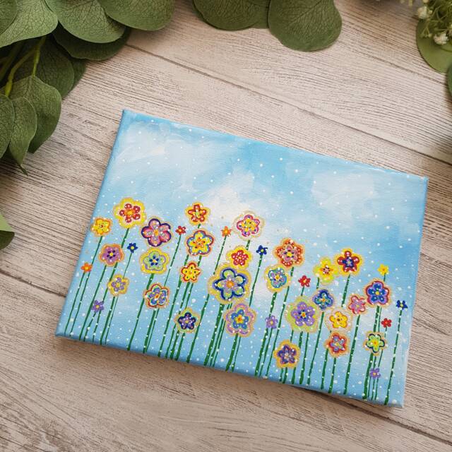 Flower Pop Canvas/Inspirational Floral Colourful Hanging Wall Decor Meadow - image 1