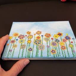 Flower Pop Canvas/Inspirational Floral Colourful Hanging Wall Decor Meadow - thumbnail 2