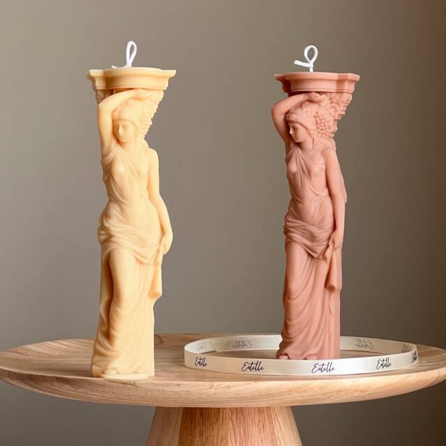 Caryatid Soy Candle Greek Column Woman Statue Candle - image 1
