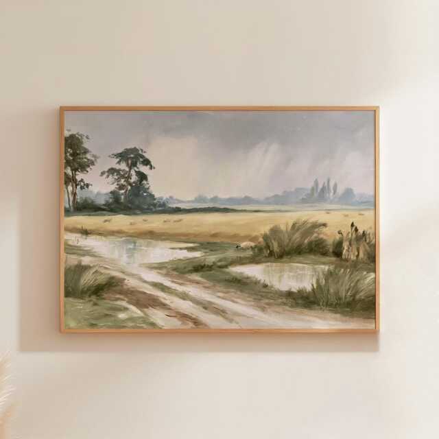 Coastal Dune Poster, Blue Beach Print, Seascape Wall Art, Paper - image 1