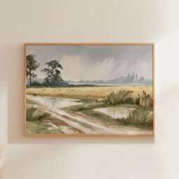 Coastal Dune Poster, Blue Beach Print, Seascape Wall Art, Paper - thumbnail 1