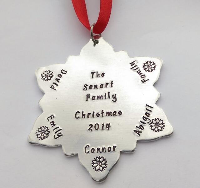 Personalised Christmas Tree Decoration - Personalized Ornament Family Names Snowflake Xmas