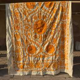Handcrafted Cotton Suzani Throw Blanket - Ethnic Embroidered Home Decor Piece - thumbnail 4