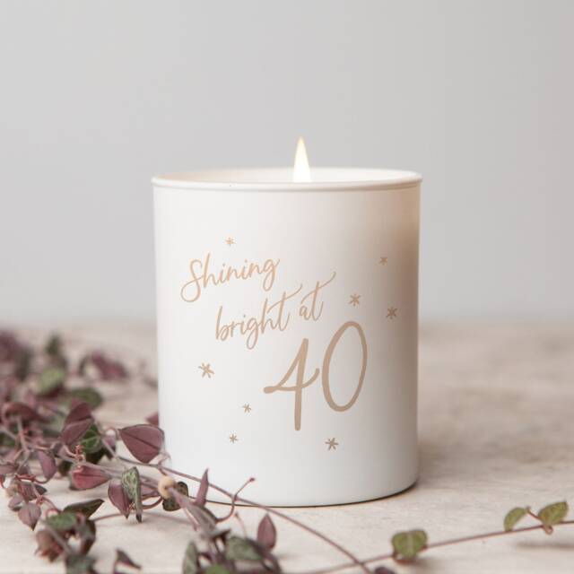 40Th Birthday Candle Gift Etched Glass, Personalised Message - image 1