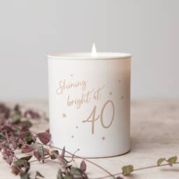 40Th Birthday Candle Gift Etched Glass, Personalised Message