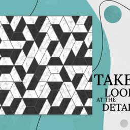 Abstract Marble Geometric Vinyl Flooring, Black Sheet White Floor Protector, Tiles Area PVC, Bedroom Inspirations - thumbnail 2