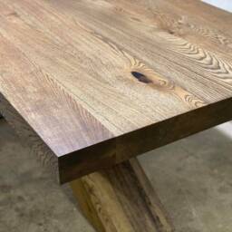 Industrial Oak Dining Table, Silver Metal Legs - thumbnail 3
