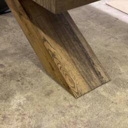 Industrial Oak Dining Table, Silver Metal Legs - thumbnail 2