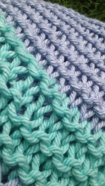 "Lilac & Seafoam Chunky Knitted Blanket >> 70""Long X 60" - image 1