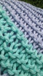 "Lilac & Seafoam Chunky Knitted Blanket >> 70""Long X 60"