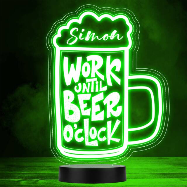 Glass Pint Work Until Beer O'clock Home Bar Man Cave Colour Change Night Light - image 1