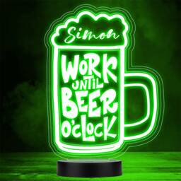 Glass Pint Work Until Beer O'clock Home Bar Man Cave Colour Change Night Light - thumbnail 1