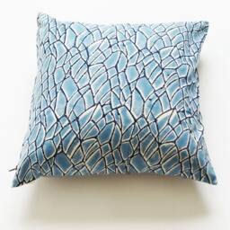 Bright Blue Blockprint Cotton Pillow Cover- Fair- Branch Pattern - Square Sham-Fair Trade India Handprinted 20 X - thumbnail 1