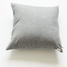 Bright Blue Blockprint Cotton Pillow Cover- Fair- Branch Pattern - Square Sham-Fair Trade India Handprinted 20 X - thumbnail 2