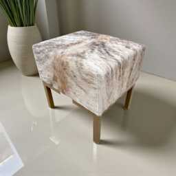 Genuine Cowhide & Steel Vanity Stool - For Makeup Dressing Table Or Footstool - Lfb-V - thumbnail 3