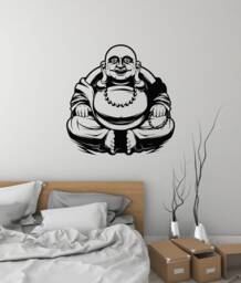 Laughing Buddha Vinyl Wall Decal Buddhism Talisman Home Room Stickers Mural - #3084Di - thumbnail 1