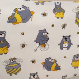 Teddy Bear & Bees Pillowcase, Cotton Bedding Set - thumbnail 2