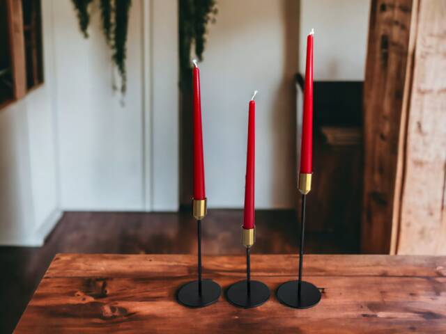 Set Of 6 Red Pillar Dinner Candles 10 - image 1