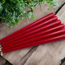 Set Of 6 Red Pillar Dinner Candles 10 - thumbnail 3