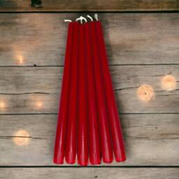 Set Of 6 Red Pillar Dinner Candles 10 - thumbnail 4