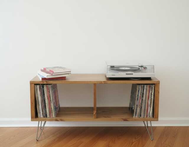 Handcrafted Solid Wood Record Player Stand Vinyl Storage Furniture - image 1