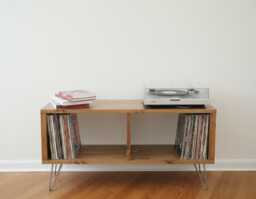 Handcrafted Solid Wood Record Player Stand Vinyl Storage Furniture