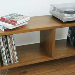 Handcrafted Solid Wood Record Player Stand Vinyl Storage Furniture - thumbnail 2