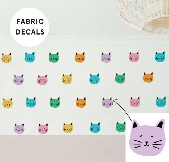 Colorful Cat Fabric Wall Decals Kids Nursery Decor - image 1