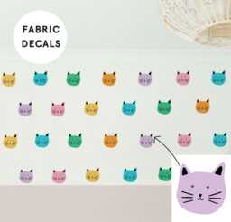 Colorful Cat Fabric Wall Decals Kids Nursery Decor