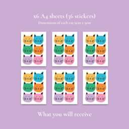Colorful Cat Fabric Wall Decals Kids Nursery Decor - thumbnail 2