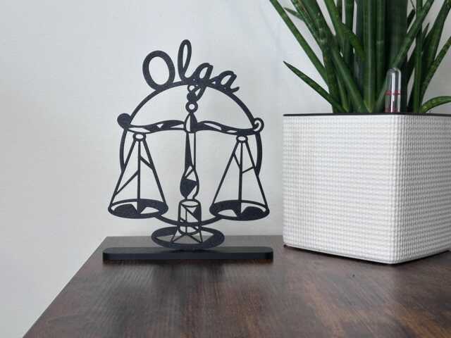 Libra Sculpture Line Art - Gift For Zodiac Sign - Perfect Birthday From September To October 3D Printed in Bio Plastic - image 1