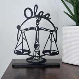 Libra Sculpture Line Art - Gift For Zodiac Sign - Perfect Birthday From September To October 3D Printed in Bio Plastic - thumbnail 3