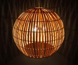 Handwoven Bamboo Pendant Light Rustic Globe Chandelier - 19.7