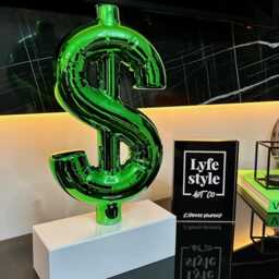 Pop Money - Sculpture Pop Art Statue Alec Monopoly Inspired Chrome