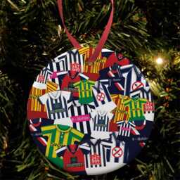 West Brom Kit Mash Retro Shirt Christmas Tree Decoration Bauble Flat Ceramic Great Gift Football Gifts Printed in The UK