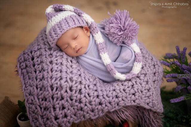 Chunky Lavender Purple Newborn Baby Blanket Photo Prop - image 1