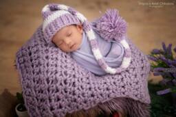 Chunky Lavender Purple Newborn Baby Blanket Photo Prop - thumbnail 1