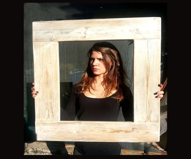 Reclaimed Wood Frame With Mirror-Handmade Wooden Frame Brushed Pickled White Eco Desisig - image 1