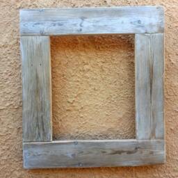Reclaimed Wood Frame With Mirror-Handmade Wooden Frame Brushed Pickled White Eco Desisig - thumbnail 2