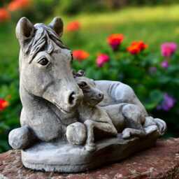 Concrete Horse & Foal Statue Horse Family Figurine Stone Animal Sculpture Cement Garden Ornament Outdoor Decoration Lover Gift - thumbnail 2