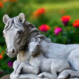 Concrete Horse & Foal Statue Horse Family Figurine Stone Animal Sculpture Cement Garden Ornament Outdoor Decoration Lover Gift - thumbnail 3
